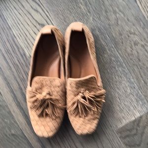 Suede pull on rubber sole shoes